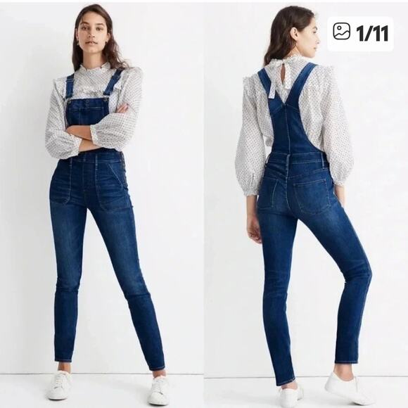 Madewell Denim Overalls Womens Large Medium Skinny Cabincore Country Comfort - Picture 1 of 10